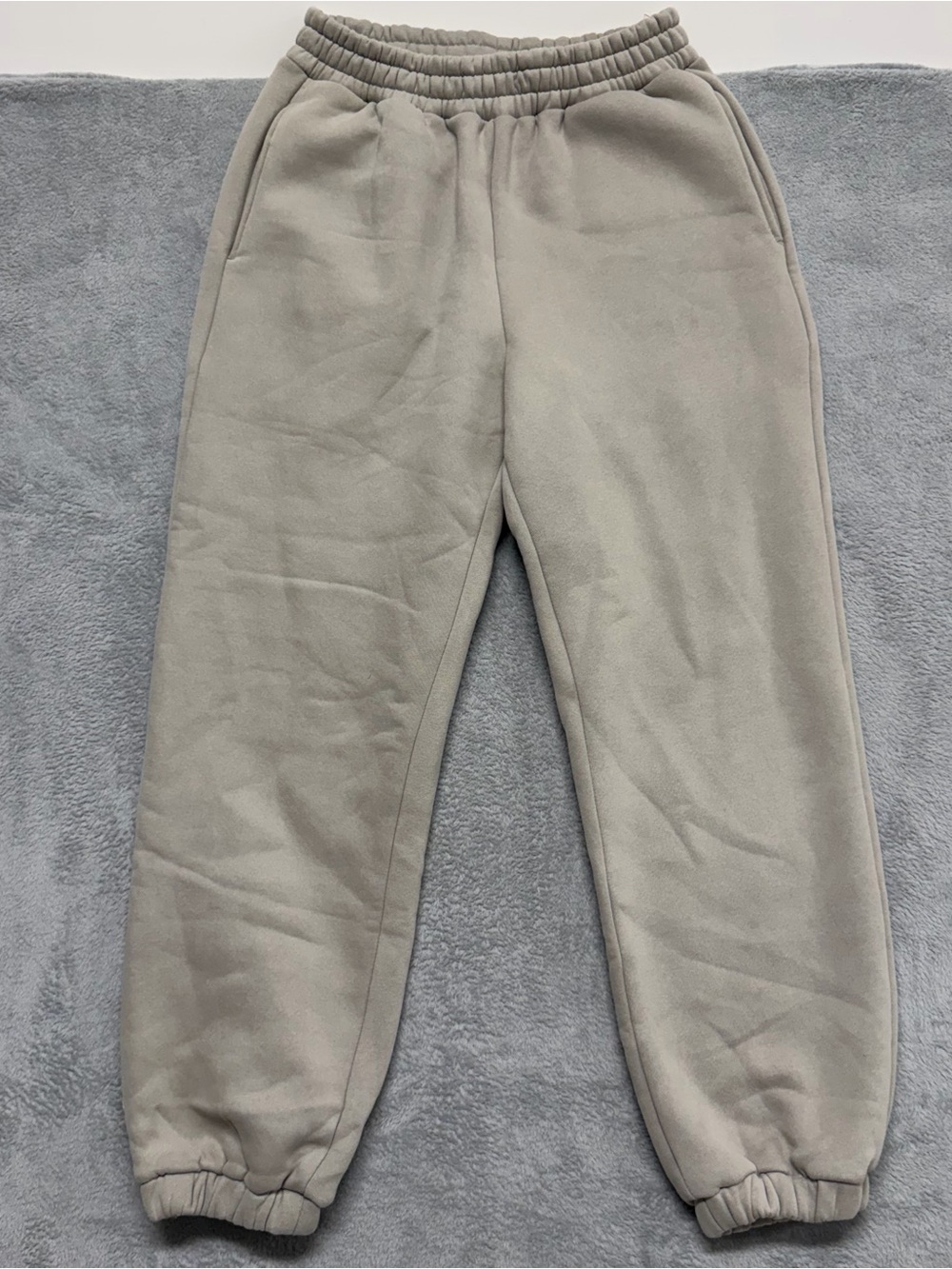 Comfrt Sweatpants Joggers Tan Brown Fleece Lined Casual Heavyweight Unisex M